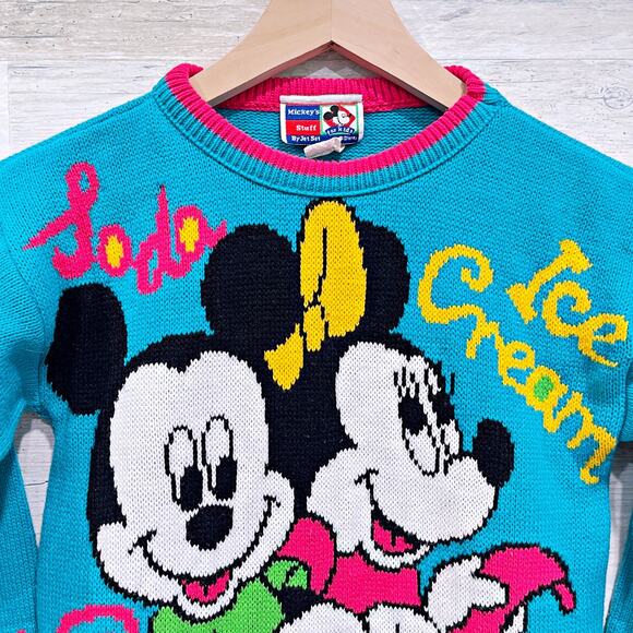 Mickey Stuff Jet Set Vintage Ugly Graphic Sweater Blue Ice Cream Girls Small 7 8 - Picture 2 of 5